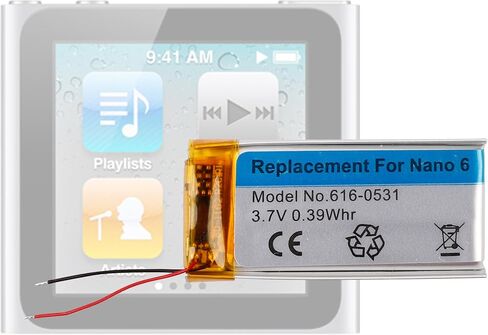 616-0531 3.7V Battery, Compatible with iPod Nano 6th Generation A1366 16GB 8GB,Comes with a Battery Installation Tool in Kuwait