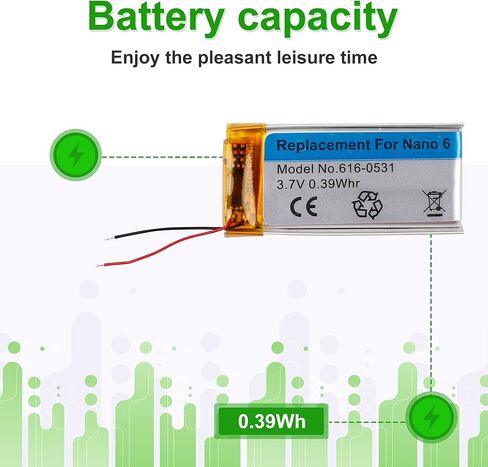 616-0531 3.7V Battery, Compatible with iPod Nano 6th Generation A1366 16GB 8GB,Comes with a Battery Installation Tool in Kuwait