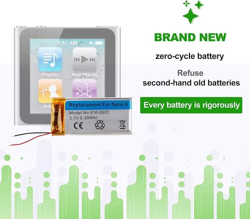616-0531 3.7V Battery, Compatible with iPod Nano 6th Generation A1366 16GB 8GB,Comes with a Battery Installation Tool in Kuwait