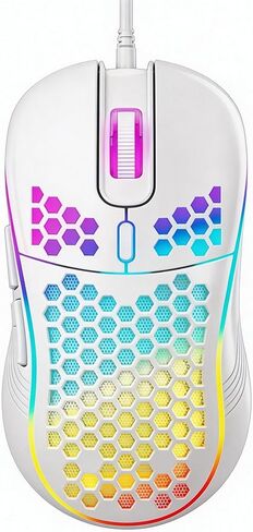 【 Mouse Shortcut Key-59 inch Cable Length 】 2026 Performance Optical Mouse for Wired Gaming - RGB Light Effect -7200 DPI Optical Sensor - Easy USB Connection - Precise Control in Kuwait