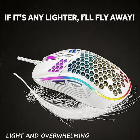 【 Mouse Shortcut Key-59 inch Cable Length 】 2026 Performance Optical Mouse for Wired Gaming - RGB Light Effect -7200 DPI Optical Sensor - Easy USB Connection - Precise Control in Kuwait