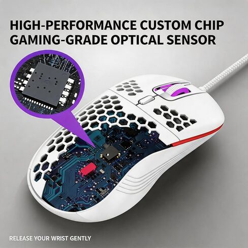 【 Mouse Shortcut Key-59 inch Cable Length 】 2026 Performance Optical Mouse for Wired Gaming - RGB Light Effect -7200 DPI Optical Sensor - Easy USB Connection - Precise Control in Kuwait