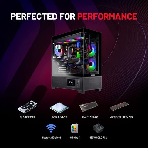 Skytech Gaming Azure 3 Plus Gaming PC, AMD Ryzen 7 7700X 4.5GHz, NVIDIA RTX 5070 12GB, 1TB Gen4 NVMe SSD, 32GB DDR5 RAM 5600, 850W Gold ATX 3 PSU, 360 ARGB AIO, Wi-Fi, Win 11, Desktop in Kuwait