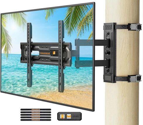 Perlegear Corner TV Wall Mount Long Arm TV Mount Bracket for 32-75 Inch TVs-Full Motion TV Wall Mount with 32.37" Extension & Swivel Articulating Arm & Tilt, MAX VESA 600x400mm, Holds up to 100 lbs in Kuwait