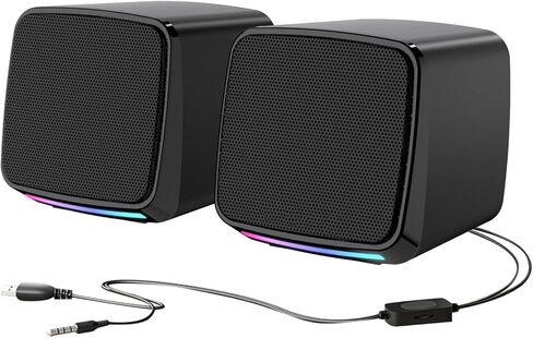 CHICHIYANG 2 قطعة مكبر صوت صغير للكمبيوتر المحمول، مكبر صوت Aux مقاس 3.5 مم يعمل بمنفذ USB للكمبيوتر الشخصي والكمبيوتر المحمول in Kuwait