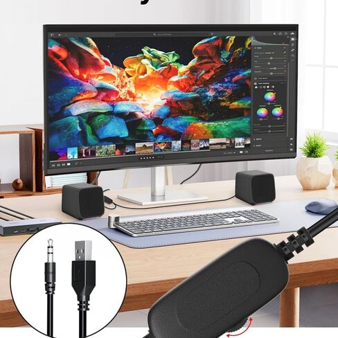 CHICHIYANG 2 قطعة مكبر صوت صغير للكمبيوتر المحمول، مكبر صوت Aux مقاس 3.5 مم يعمل بمنفذ USB للكمبيوتر الشخصي والكمبيوتر المحمول in Kuwait
