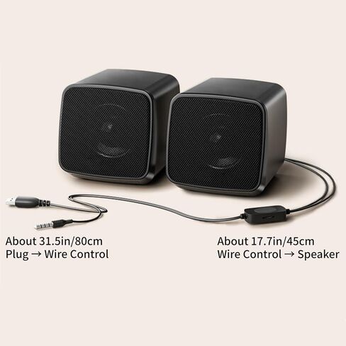 CHICHIYANG 2 قطعة مكبر صوت صغير للكمبيوتر المحمول، مكبر صوت Aux مقاس 3.5 مم يعمل بمنفذ USB للكمبيوتر الشخصي والكمبيوتر المحمول in Kuwait