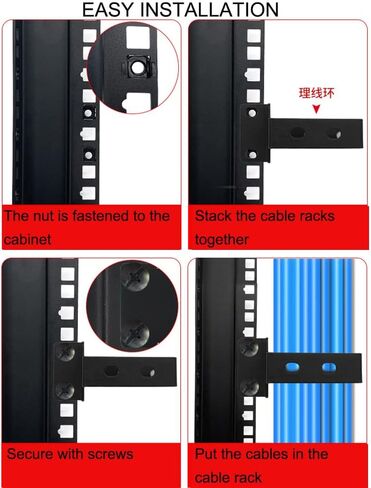 4pcs Metal Vertical Cable Manager D-Ring Hooks, for Network Server Rack Cabinet,Set Hooks for Network Patch Cables, Fiber Optic, Power Cord,netcable,Comes with 8pcs Cage Nuts & Screws,20 Cable Ties in Kuwait