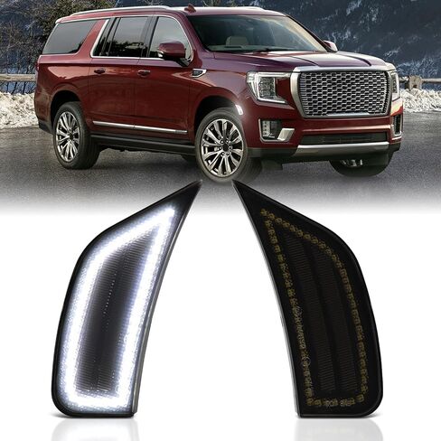 Front Side Marker Light Compatible with 2021-2024 Yukon XL Denali/Chevy Tahoe/Suburban/Escalade ESV,LED Side Marker Lamps Smoked Lens, 2-Pack in Saudi Arabia