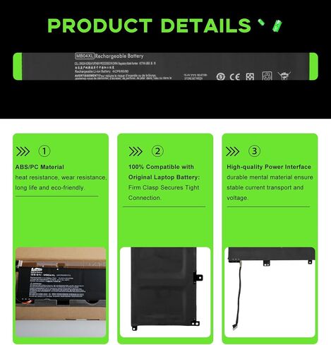 MB04XL Battery Replacement for HP Envy x360 M6/15 Series ProBook 400 G6/G7 ZBook 15u G5 Series, 3571mAh 4-Cell Rechargeable Li-ion Battery, Compatible W/HSTNN-UB6X in Kuwait