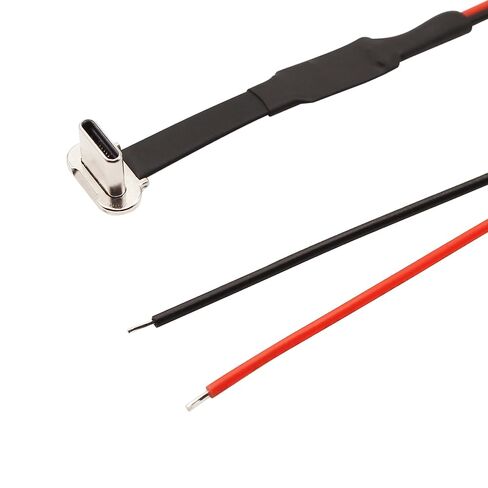 Right Angle USB C FPC Flat Power Pigtail Cable 5.5in 90 Degree USB Type C Male Plug to 2 Pin Bare Wire Open End Power Pigtail Cord for DIY Power Cord Replacement Repair, 14cm in Kuwait
