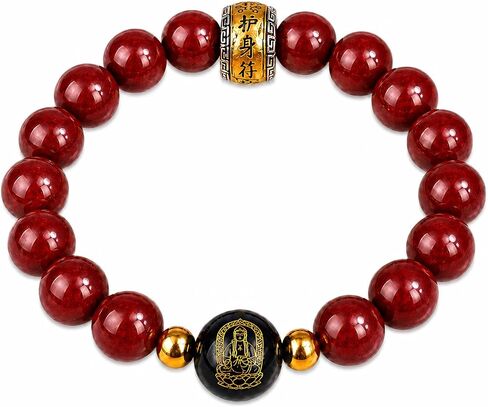 سوار Cinnabar Buddha - تميمة حماية Feng Shui لـ 12 علامة زودياك ، سحر محظوظ من أجل الحظ الجيد. in Saudi Arabia