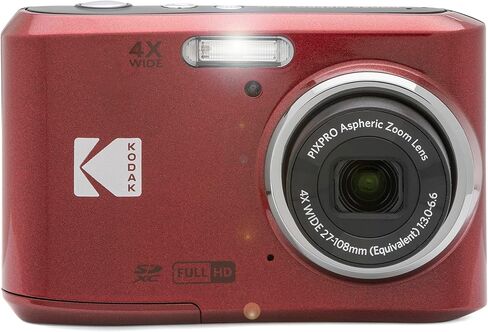 Kodak PIXPRO FZ45 16MP Digital Camera 4X Optical Zoom 27mm Wide Angle 1080P Full HD Video 2.7" LCD Camera (Red) + Padded Case + 64GB Card + Cleaning Cloth in Kuwait