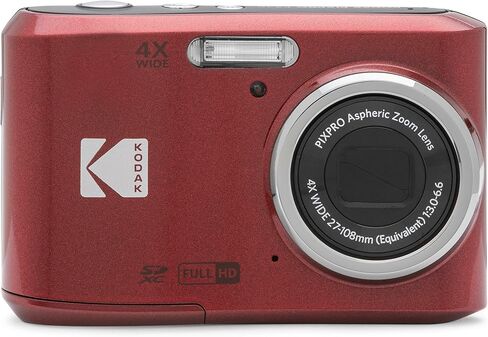 Kodak PIXPRO FZ45 16MP Digital Camera 4X Optical Zoom 27mm Wide Angle 1080P Full HD Video 2.7" LCD Camera (Red) + Padded Case + 64GB Card + Cleaning Cloth in Kuwait