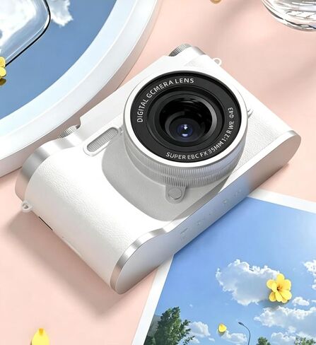 Digital Camera, UHD 4K 64MP Point and Shoot Digital Cameras with 32GB SD Card and 16X Digital Zoom Anti Shake, for Kids, Teens, Adult, Gifts -White. in Kuwait
