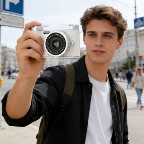 Digital Camera, UHD 4K 64MP Point and Shoot Digital Cameras with 32GB SD Card and 16X Digital Zoom Anti Shake, for Kids, Teens, Adult, Gifts -White. in Kuwait
