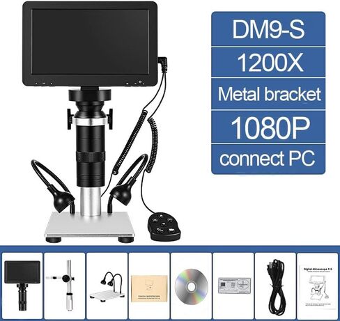 مجهر إلكتروني 1200X 1080P USB مجهر إلكتروني عالي الوضوح 7 بوصة شاشة LCD كبيرة، DM9S in Kuwait