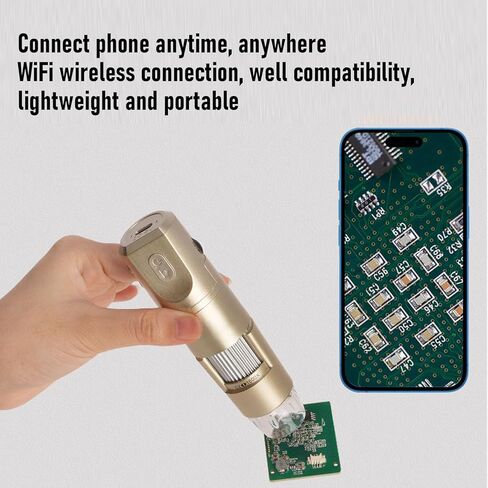Pomya WiFi Digital Microscope 1600X 1080P, USB Wireless Microscope Camera with Adjustable Stand, 8 LED Lights, Rechargeable, for Android OS X in Kuwait