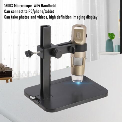 Pomya WiFi Digital Microscope 1600X 1080P, USB Wireless Microscope Camera with Adjustable Stand, 8 LED Lights, Rechargeable, for Android OS X in Kuwait