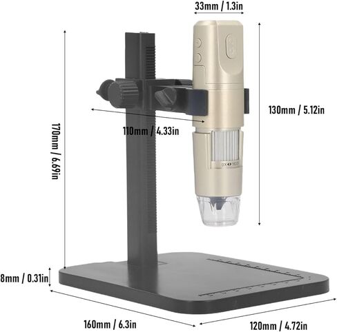 Pomya WiFi Digital Microscope 1600X 1080P, USB Wireless Microscope Camera with Adjustable Stand, 8 LED Lights, Rechargeable, for Android OS X in Kuwait