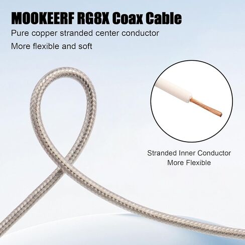 MOOKEERF RG8X BNC Male to BNC Male Cable 50FT, Ultra Low Loss BNC Cable 50 Ohm for for RF Radio, Network Analyzer, Modem, Oscilloscope, Signal Generator, Attenuator in Saudi Arabia