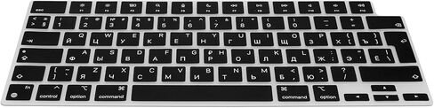 غطاء لوحة المفاتيح kwmobile متوافق مع Apple MacBook Air 15 M3 2024 A3114 - غطاء لوحة المفاتيح QWERTY الروسي - أسود in Kuwait