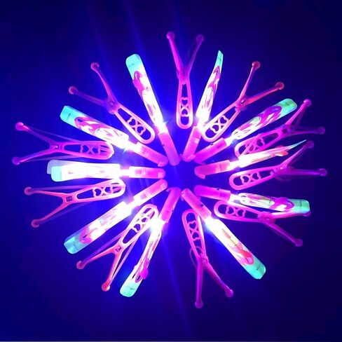 جيه اكس العاب مقلاع صاروخ طائرة مع اضواء LED مع 12 قطعة قاذفة + 12 طائرة هليكوبتر اسهم + 12 قطعة اجنحة اضافية، لعبة الصيف في الهواء الطلق تتوهج في الظلام لوازم حفلات الاطفال in Kuwait