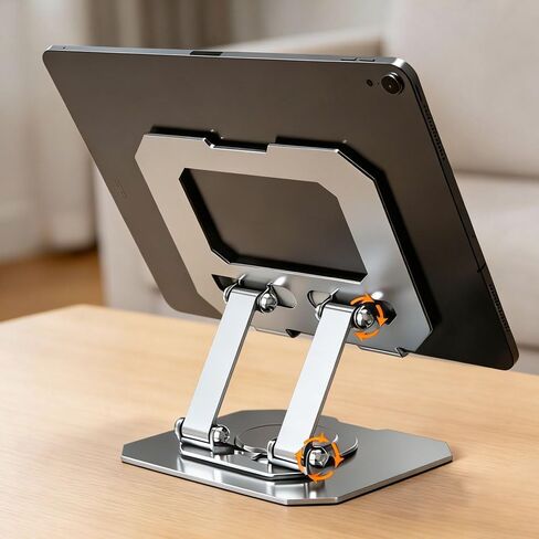 Universal Tablet Metal Holder 360° Rotating Foldable Fixed Bracket for 4-16 inches iPad iPhone Samsung Huawei,14.8x13cm (Black) in Kuwait