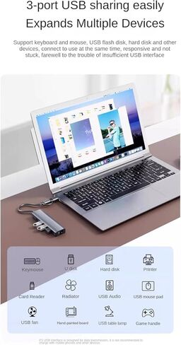6-in-2 USB 3.2 Hub Docking Station, 3 USB 3.2 Ports, Gigabit Ethernet, USB-C Power Delivery, USB-C 3.2,1000Mbps LAN RJ45, Aluminum Alloy,Add interfaces to Computers, Tablets and Mobile Phones in Kuwait