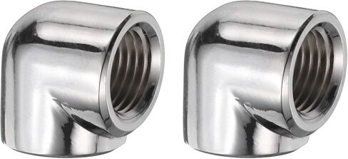 Generic 2pcs 90 درجة الكوع محول تبريد المياه G1/4 "الخيط أنثى إلى أنثى موصل ضغط المناسب النحاس الموسع المناسب للكمبيوتر PC نظام تبريد المياه، فضي in Kuwait