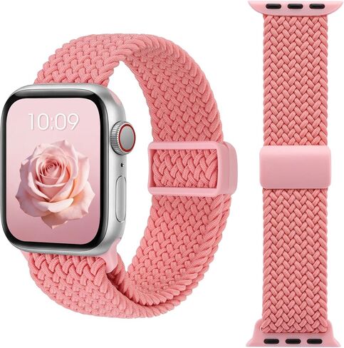 حزام مضفر قابل للتمدد متوافق مع سوار ساعة Apple 38 مم 40 مم 41 مم 42 مم 44 مم 45 مم 46 مم 49 مم للنساء والرجال، حزام مغناطيسي من النايلون المرن لسلسلة iWatch 11 10 9 8 7 6 5 4 3 2 1 SE Ultra in Kuwait