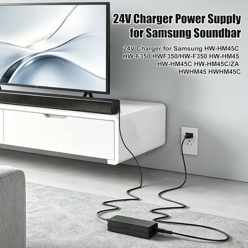 شاحن محول 24 فولت متوافق مع Samsung SoundBar HW-HM45 HW-HM45C HW-H450 HW-M550 HW-H750 HW-K550 HW-H7500 HW-M550 HW-J355 HW-J370 HW-J8500 Soundbar Audio Subwoofer Sound bar سلك إمداد الطاقة in Kuwait