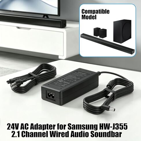 شاحن محول 24 فولت متوافق مع Samsung SoundBar HW-HM45 HW-HM45C HW-H450 HW-M550 HW-H750 HW-K550 HW-H7500 HW-M550 HW-J355 HW-J370 HW-J8500 Soundbar Audio Subwoofer Sound bar سلك إمداد الطاقة in Kuwait