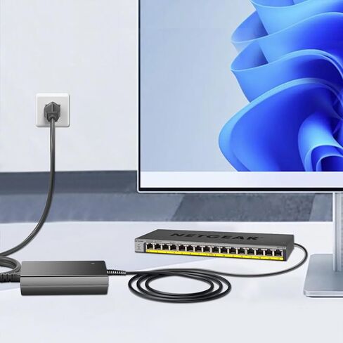 محول HKY 54V 1.66A EPS90W AC/DC متوافق مع Netgear GS116LP GS108LP GS308PP GS308PP-100NAS GS308PP-100EUS 16 PoE+ 8-P-o-E جيجابت إيثرنت غير مُدار عالي الطاقة PoE Switch مزود الطاقة in Kuwait