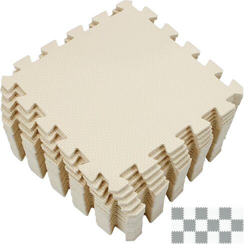 Yostrong® 18 Tiles Interlocking Puzzle Foam Baby Play Mat with Straight Edges for Playing - EVA Babies Crawling Mat | Rubber Floor Work Out Mats for Home Gym. Beige. YOC-Jb18S18 in Saudi Arabia