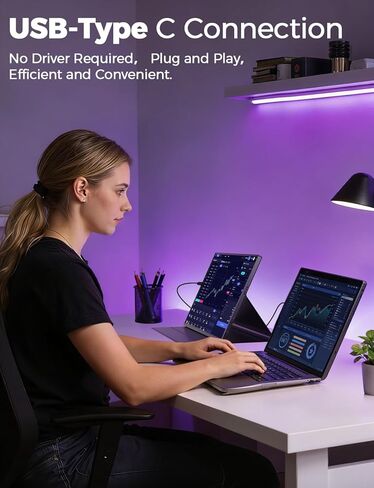 شاشة محمولة مقاس 16 بوصة 2.5K، 2560x1600 QHD 16:10 400 Nits شاشة ألعاب محمولة لأجهزة Mac والهواتف المحمولة PS4/5 Xbox Switch، ومكبرات صوت مدمجة للشاشة الثانية الخارجية in Kuwait