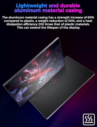 شاشة محمولة مقاس 16 بوصة 2.5K، 2560x1600 QHD 16:10 400 Nits شاشة ألعاب محمولة لأجهزة Mac والهواتف المحمولة PS4/5 Xbox Switch، ومكبرات صوت مدمجة للشاشة الثانية الخارجية in Kuwait