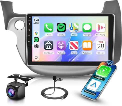 راديو ستيريو للسيارة Honda Fit 2008-2013 يدعم Carplay Android Auto 10.1 بوصة HD 1080P شاشة لمس مع 5 جيجا هرتز واي فاي GPS للملاحة EQ AHD كاميرا احتياطية FM/RDS راديو SWC 2G+64G in Kuwait