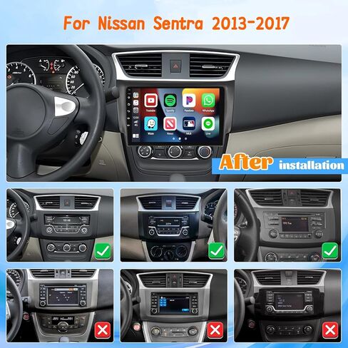 راديو 4+64G لسيارة Nissan Sentra 2013-2017، شاشة لمس IPS مقاس 10 بوصات ستيريو Android 15 لاسلكي Apple Carplay Android Auto 32EQ 5G WiFi 1080P بلوتوث + كاميرا احتياطية AHD مجانية in Kuwait