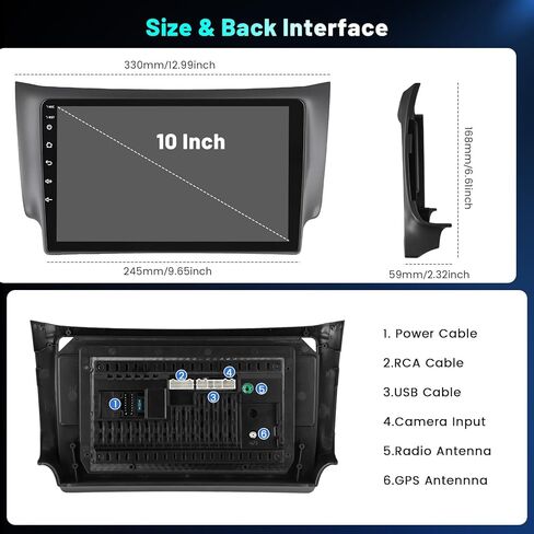 راديو 4+64G لسيارة Nissan Sentra 2013-2017، شاشة لمس IPS مقاس 10 بوصات ستيريو Android 15 لاسلكي Apple Carplay Android Auto 32EQ 5G WiFi 1080P بلوتوث + كاميرا احتياطية AHD مجانية in Kuwait