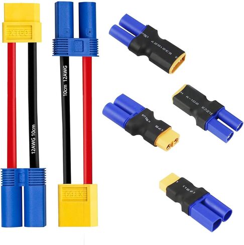 1 Pairs XT60 to EC5 Male Female cable Adapter, 2 Pairs XT60 to EC5 Female Male Plug For RC LiPo Battery Connectors in Kuwait