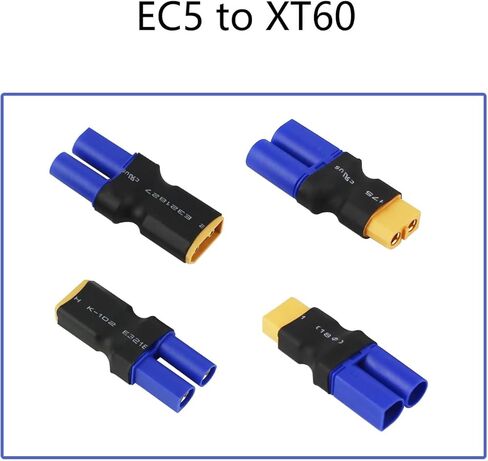 1 Pairs XT60 to EC5 Male Female cable Adapter, 2 Pairs XT60 to EC5 Female Male Plug For RC LiPo Battery Connectors in Kuwait