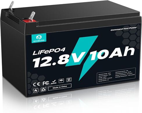 بطارية LiFePO4 12 فولت 10 أمبير، دورة عميقة 5000+، بطارية ليثيوم مدمجة 10 أمبير BMS، مقاومة للماء IP67، للطاقة الشمسية، الدراجات البخارية، عجلات الطاقة، مكتشف الأسماك، إضاءة التخييم (عبوتان) in Kuwait