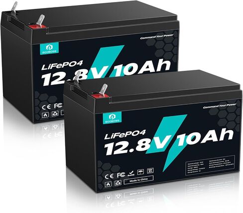 12V 10Ah LiFePO4 Battery, 5000+ Deep Cycle, Lithium Battery Built-in10A BMS, IP67 Waterproof, for Solar Power, Scooters, Power Wheels, Fish Finder, Camping Lighting (2 Pack) in Saudi Arabia