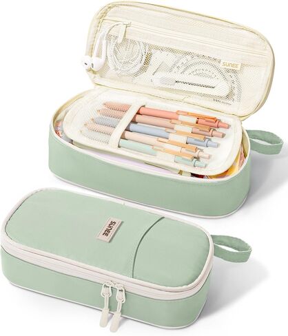 SUNEE Cute Pencil Case, Aesthetic Pen Pouch, Colored Large Pencil Bag with Zipper, Kawaii Stationery Storage and Organizer, School Supplies for Teen and Adult Girls, Blue in Saudi Arabia