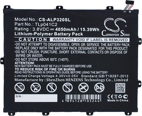Cameron Sino Battery for One Touch Hero 8, One Touch POP 8, OT-9020A, OT-D820X, OT-P320X, OT-P350X, P320A, Trek HD PN: TLp041C2, TLp041CC 4050mAh / 15.39Wh in Kuwait