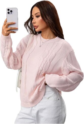 Verdusa Women's Oversized Cable Knit Chunky Cardigan Sweaters Cozy Loose Knit Tops Fall Sweaters 2025 in Saudi Arabia
