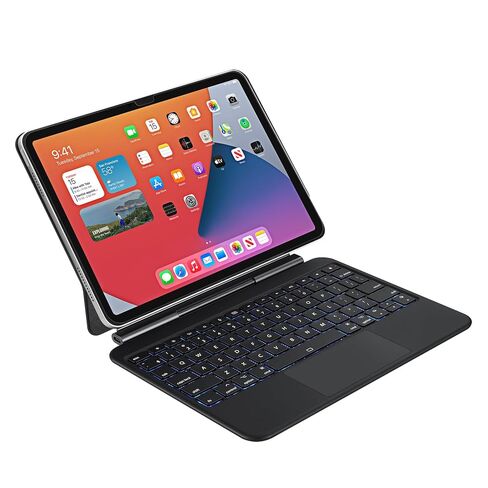 Adesso WKB-7010 Bluetooth Keyboard Case with Touchpad for iPad Pro 11 inch and iPad Air 10.9 inch, Detachable Wireless Keyboard, Rechargeable Battery, Aluminum Design, Black in Kuwait
