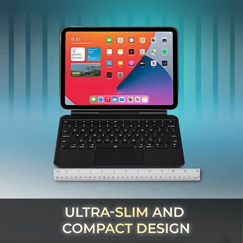 Adesso WKB-7010 Bluetooth Keyboard Case with Touchpad for iPad Pro 11 inch and iPad Air 10.9 inch, Detachable Wireless Keyboard, Rechargeable Battery, Aluminum Design, Black in Kuwait