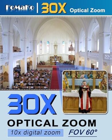 FoMaKo NDI PTZ Camera,AI Auto-Tracking Gen 3, 30x Optical Zoom, KC608 Pro NDI PTZ Camera Controller,for Church Worship Education Conference Events(FMK30UH NDI-BX3+KC608 Pro+P1000+FMKH107) in Kuwait